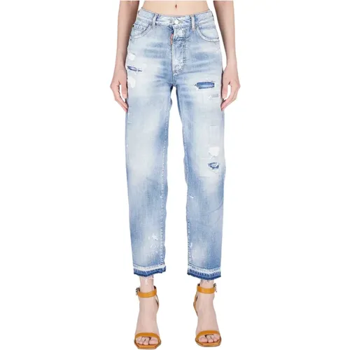 Stylish Straight Jeans with Paint Spot Detailing , female, Sizes: 3XS, 4XS - Dsquared2 - Modalova