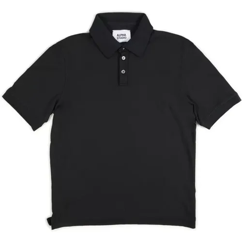 Herren Schwarzes Polo-Shirt Ice Cotton , Herren, Größe: L - Alpha Studio - Modalova