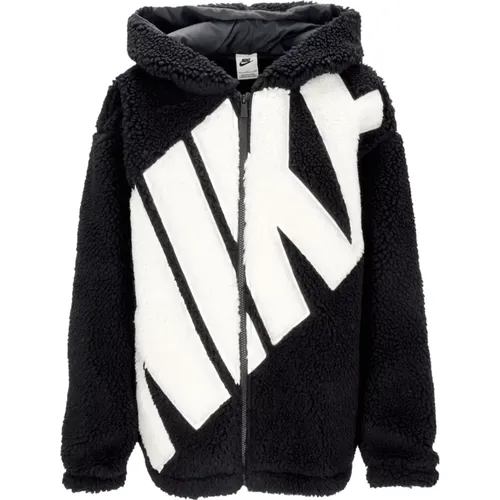 Hochflorige Jacke mit Sportswear-Logo , Damen, Größe: XS - Nike - Modalova