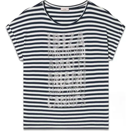 T-Shirt mit Kimonoärmeln und Buchstabenapplikation , Damen, Größe: XL - Oltre - Modalova
