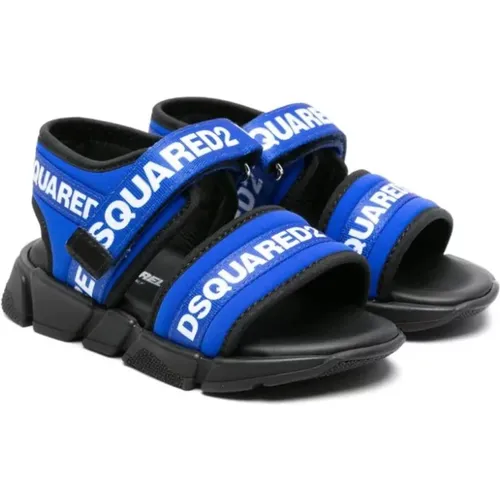 Schwarze Leder-Logoband-Sandalen - Dsquared2 - Modalova