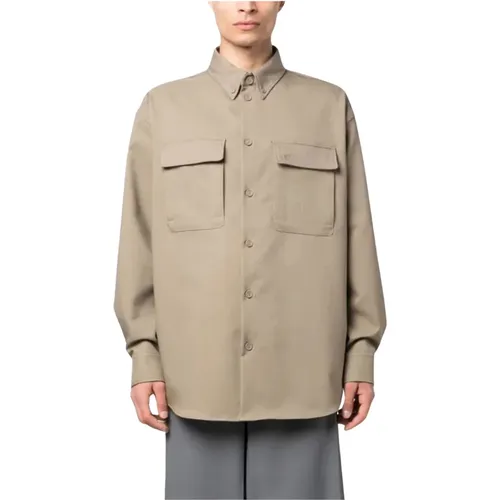 Embroidered Military Drill Shirt , male, Sizes: M - Off White - Modalova