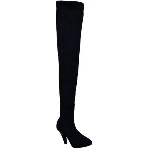 Canvas Over-the-knee Boot , female, Sizes: 5 1/2 UK, 5 UK - Saint Laurent - Modalova