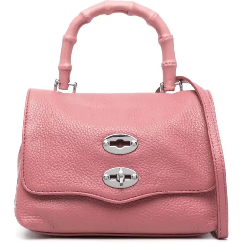 Rosa Lederhandtasche mit Twist-Lock Verschluss - Zanellato - Modalova