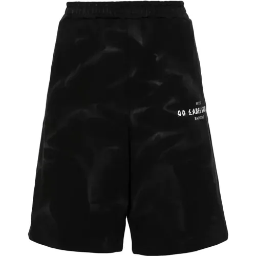 Cotton Shorts with Faded Effect and Logo Print , male, Sizes: S, L - 44 Label Group - Modalova
