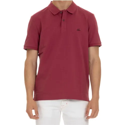 Rotes Polo Piqué Baumwolle Leicht Stretch , Herren, Größe: XL - C.P. Company - Modalova