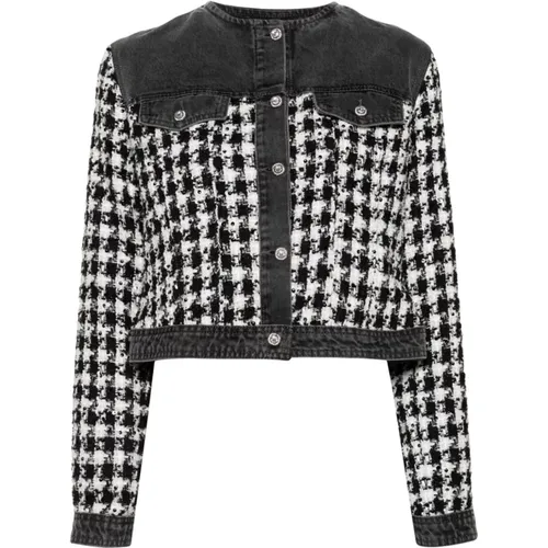 Blauer Denim Houndstooth Mantel , Damen, Größe: L - Liu Jo - Modalova