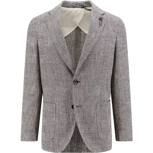 Linen Blend Prince of Wales Blazer - Lardini - Modalova