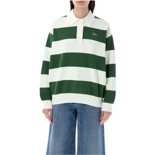Women's Clothing Knitwear White Green Stripes Ss24 , female, Sizes: M - Lacoste - Modalova