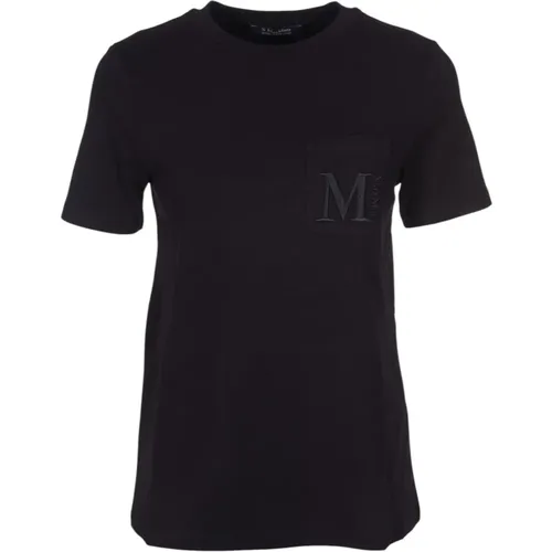 Schwarzes Baumwoll-T-Shirt mit M-Logo,Madera T-shirt Kamel Baumwolle Rundhals - Max Mara - Modalova