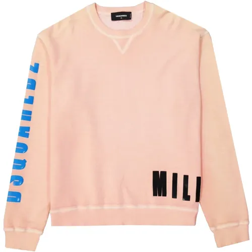 Korallfarbener Baumwoll-Sweatshirt für Herren , Herren, Größe: XL - Dsquared2 - Modalova