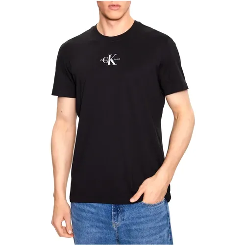 Schwarze T-Shirts und Polos mit Logo , Herren, Größe: XS - Calvin Klein - Modalova