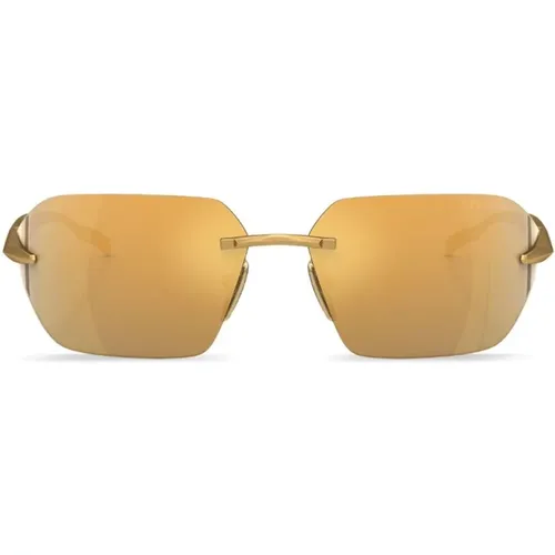 Gold Sunglasses with Original Case , female, Sizes: ONE SIZE - Prada - Modalova