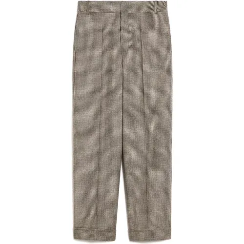 Wollmischung Palazzo Hose Hahnentritt , Damen, Größe: XS - Max Mara - Modalova