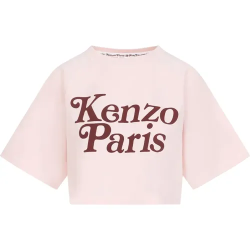 Rosa Baumwoll-T-Shirt mit Signatur - Kenzo - Modalova