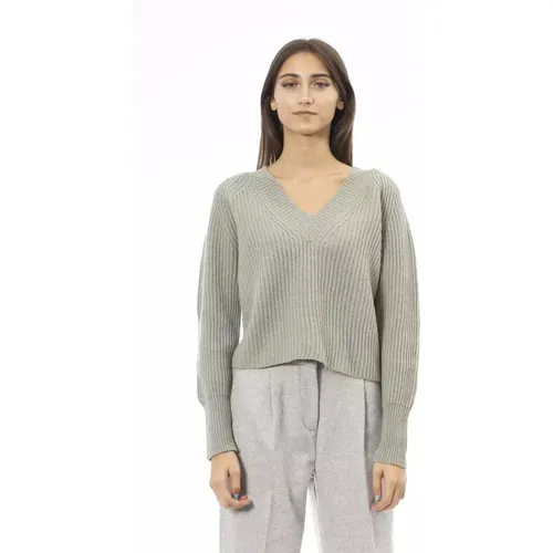 V-Neck Wool Sweater , female, Sizes: S - Alpha Studio - Modalova