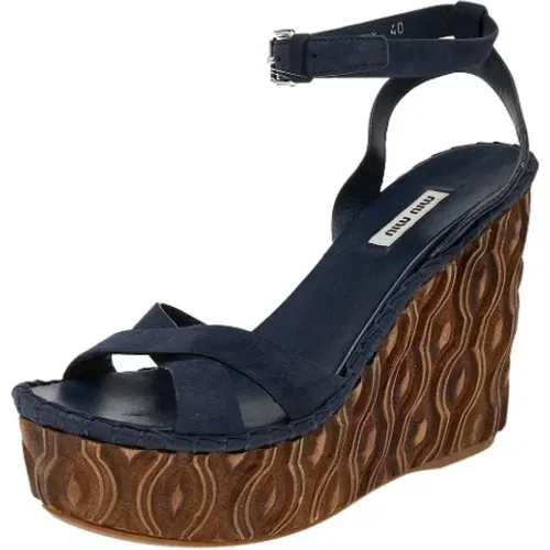 Pre-owned Wildleder sandals , Damen, Größe: 40 EU - Miu Miu Pre-owned - Modalova