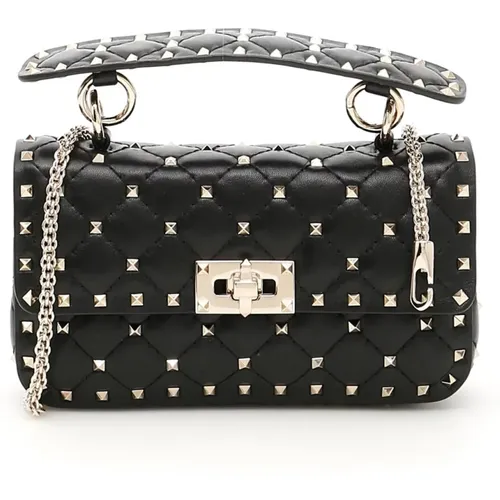 Small Leather Rockstud Spike Bag , female, Sizes: ONE SIZE - Valentino Garavani - Modalova