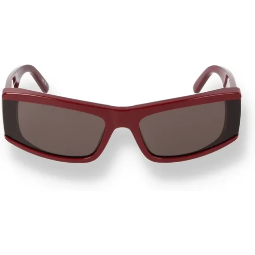 Rote Rechteckige Sonnenbrille , unisex, Größe: 66 MM - Balenciaga - Modalova