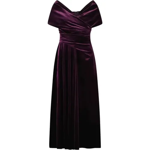 Velvet A-Line Dress with Carmen Neckline , female, Sizes: XS - Talbot Runhof - Modalova