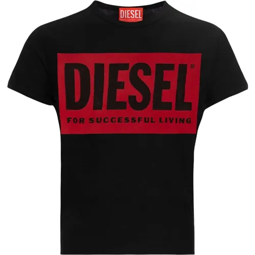 Schwarzes T-Shirt mit Halbtransparentem Druck - Diesel - Modalova