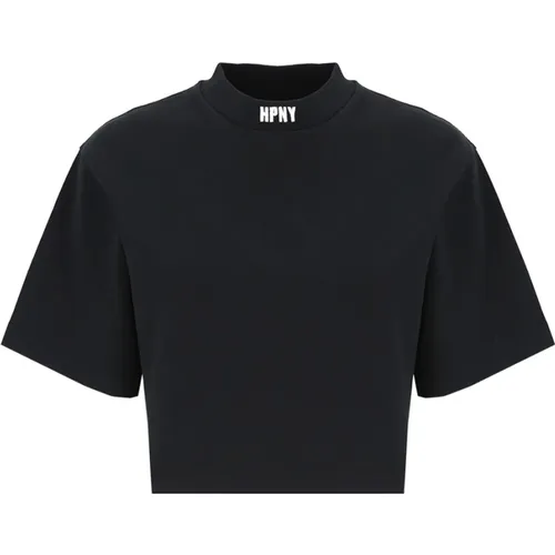 Schwarzes Baumwoll-T-Shirt mit Besticktem Logo,Schwarze T-Shirts und Polos mit Pinaforemetal - Heron Preston - Modalova
