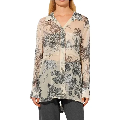 Botanic Print Long Sleeve Shirt , female, Sizes: 2XS, XS - Semicouture - Modalova