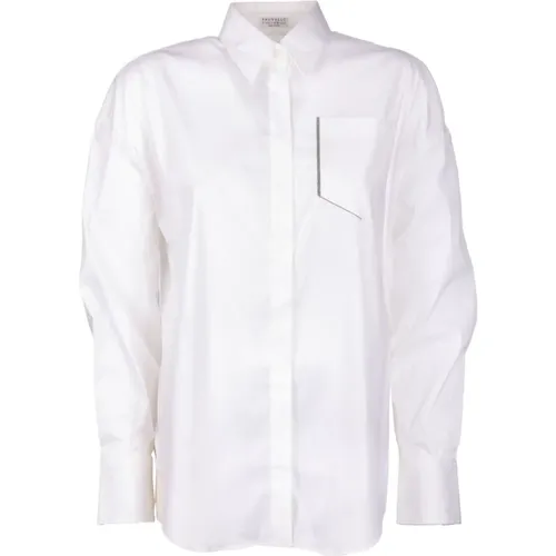 Glitter Silver Shirt , female, Sizes: S - BRUNELLO CUCINELLI - Modalova