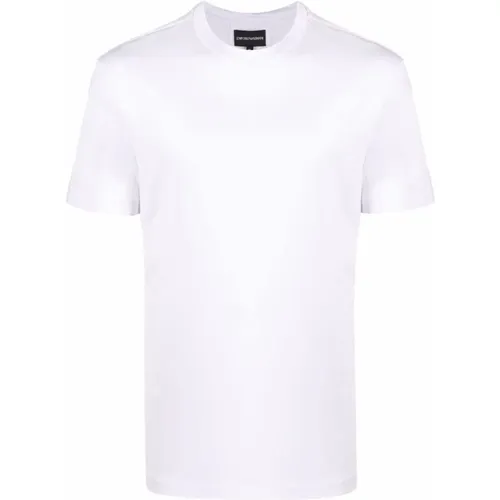 Weißes Logo-Patch T-Shirt Kurzarm , Herren, Größe: M - Emporio Armani - Modalova