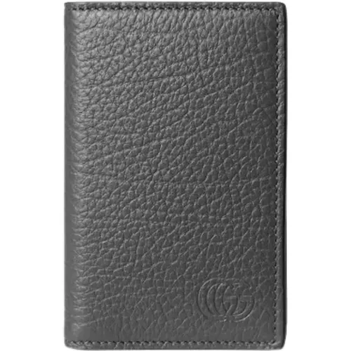 Grey Leather Cardholder with Debossed Logo , unisex, Sizes: ONE SIZE - Gucci - Modalova