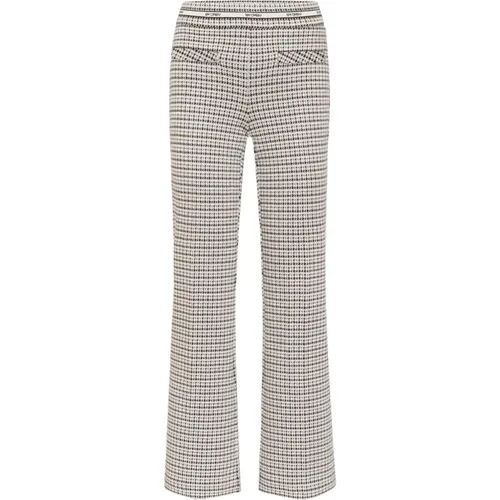 Checkered Flared Trousers in Blue/Camel , female, Sizes: 2XS, L, XS, S, XL - CAMBIO - Modalova