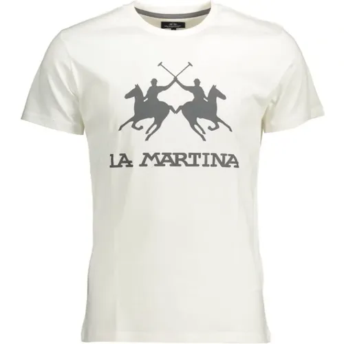 Crisp Cotton T-Shirt with Round Neck , male, Sizes: XL, L, M, 3XL, 2XL - LA MARTINA - Modalova