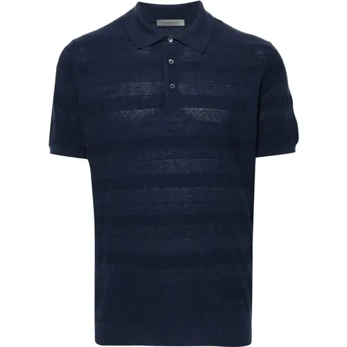 Blaues Seiden Baumwoll Polo Shirt , Herren, Größe: 2XL - Corneliani - Modalova