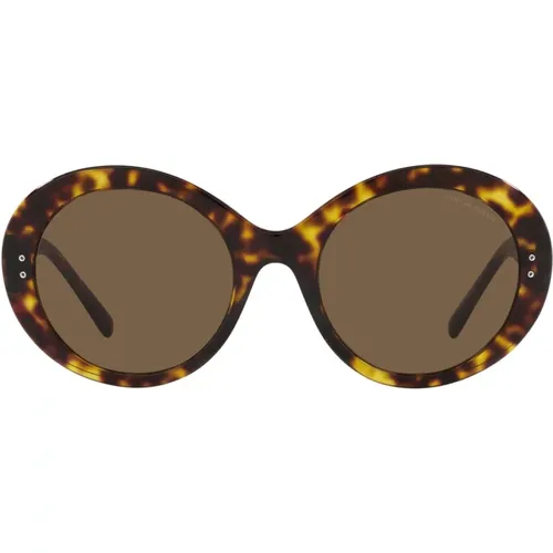 Bold Round Sunglasses in Havana Acetate , unisex, Sizes: 53 MM - Giorgio Armani - Modalova