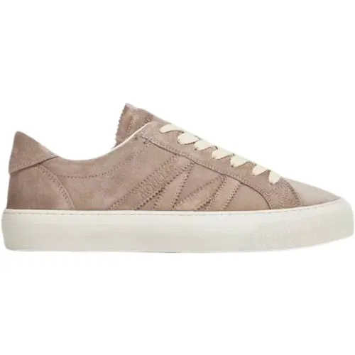 Suede Low Top Sneakers with Stripes , female, Sizes: 6 1/2 UK, 5 1/2 UK, 7 1/2 UK, 4 UK, 3 UK, 6 UK, 5 UK, 7 UK, 4 1/2 UK - Moncler - Modalova