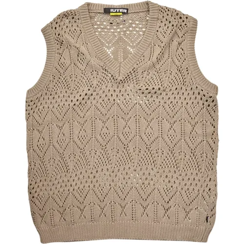 Brown Crochet Vest , male, Sizes: M, L, S - Iuter - Modalova