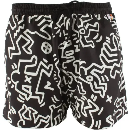 Keith Haring Swim Shorts Men , male, Sizes: L, M, S - Hugo Boss - Modalova