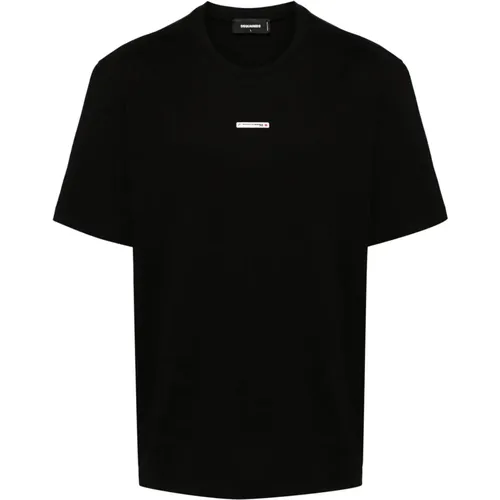 Schwarzes Logo T-Shirt Kurzarm , Herren, Größe: 2XL - Dsquared2 - Modalova