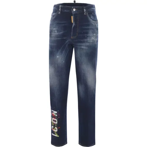 Regular Fit Blaue Jeans , Damen, Größe: M - Dsquared2 - Modalova