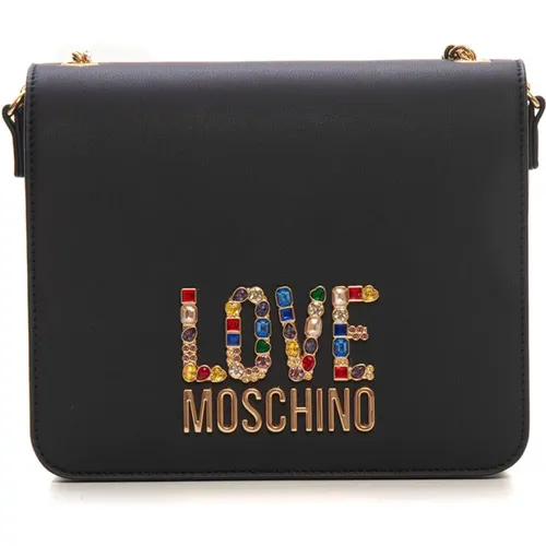 Schicke Tasche mit Strass und Kettengriff,Schicke Kettentasche - Love Moschino - Modalova