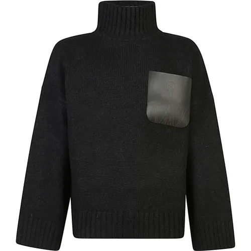 Schwarzer Rollkragenpullover Strickdesign , Herren, Größe: XS - JW Anderson - Modalova