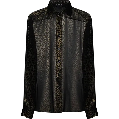Leopard Print Silk Shirt , female, Sizes: XS - Tom Ford - Modalova
