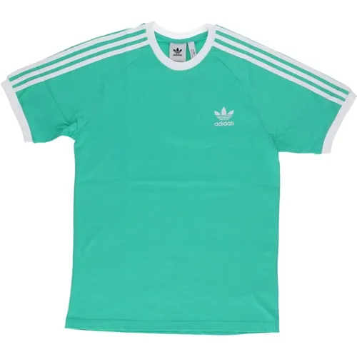 Grünes 3-Streifen Tee Kurzarm , Herren, Größe: S - Adidas - Modalova