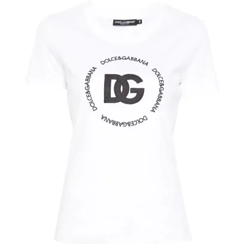 Optisches Weißes Tshirt , Damen, Größe: 2XS - Dolce & Gabbana - Modalova
