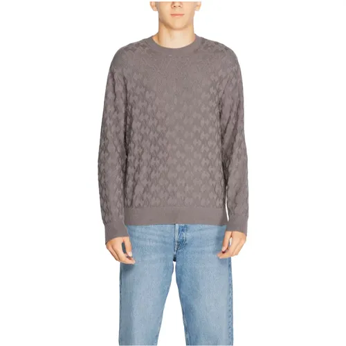 Grauer Strick Rundhals Pullover , Herren, Größe: XS - Armani Exchange - Modalova