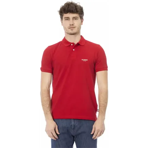 Rotes Polo Shirt mit Frontstickerei , Herren, Größe: L - Baldinini - Modalova