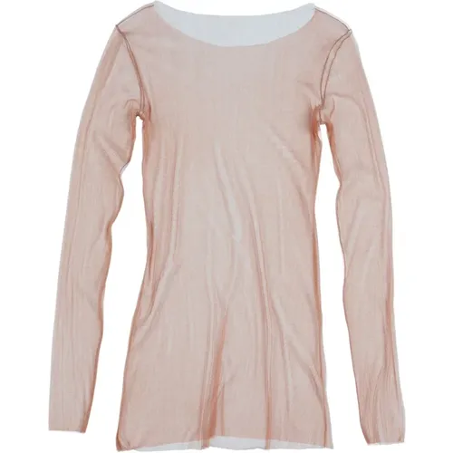 Silk Tulle Boat Neck Top , female, Sizes: 2XL, L, XL - Cortana - Modalova