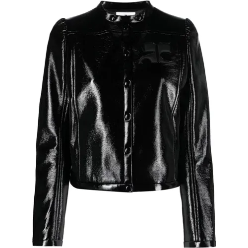 Iconic Vinyl Womens Biker Jacket , female, Sizes: 2XS, S, XS - Courrèges - Modalova