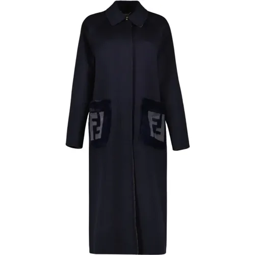 Wool Coat Classic Style Long Zip , female, Sizes: XS - Fendi - Modalova