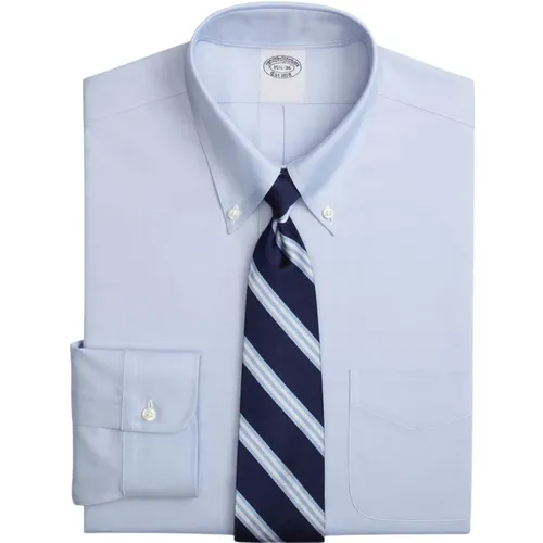 Hellblaues Hemd mit traditioneller Passform aus Stretch-Supima-Baumwolle, bügelfrei, mit Button-Down-Kragen , Herren, Größe: S - Brooks Brothers - Modalova